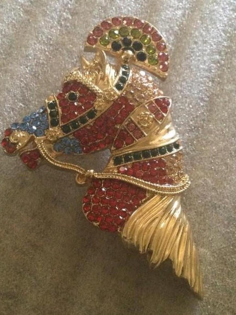 Rhinestone Carousel Horse Pin